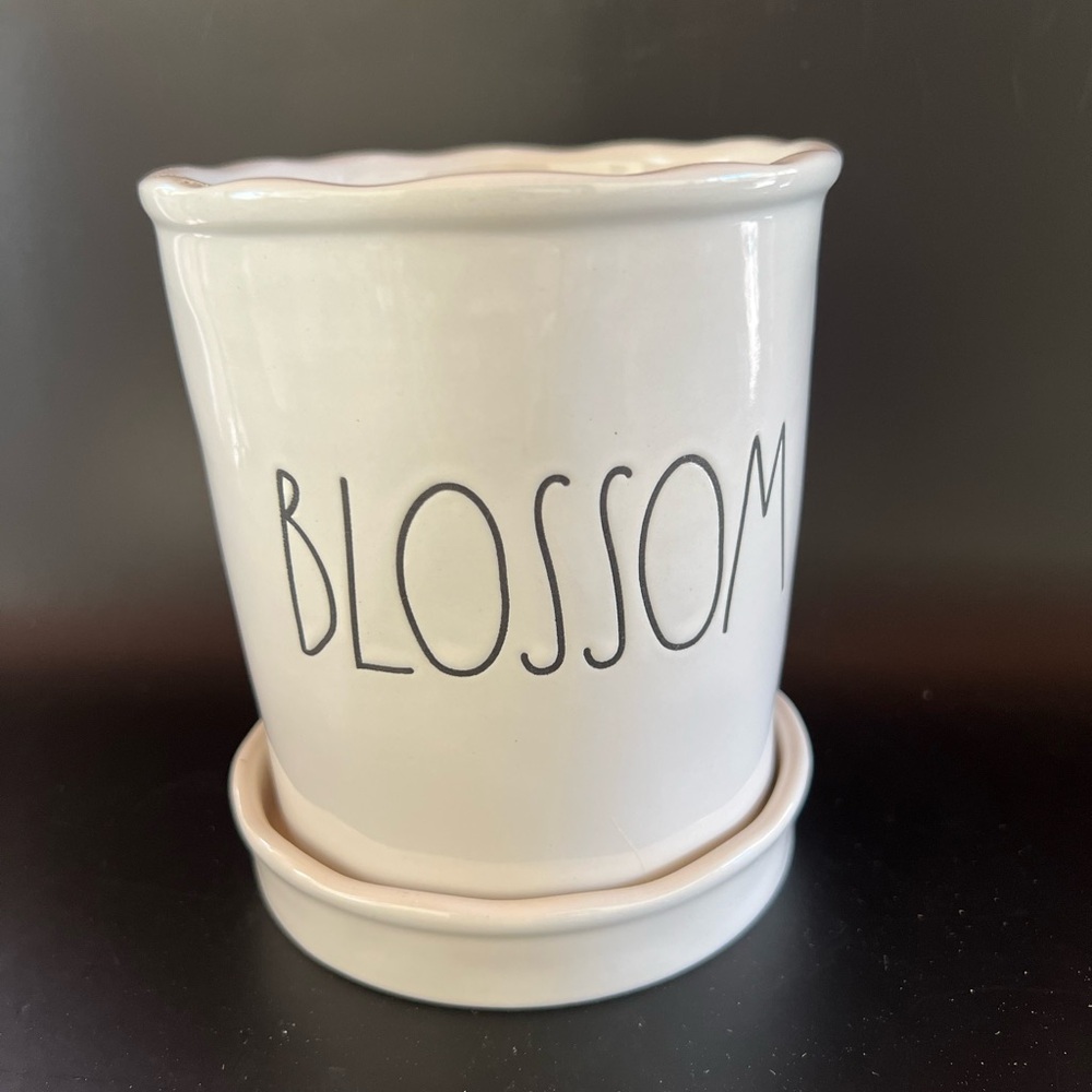 White Ceramic Planter with Saucer